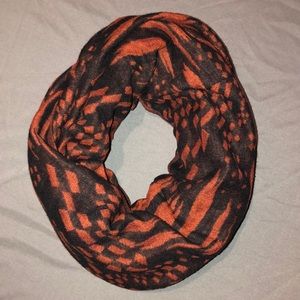 Maroon and black infinity scarf